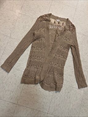 Warehouse one knit soft tan cardigan